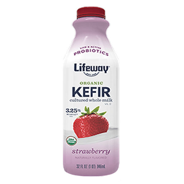 Organic Kefir Whole Milk Strawberry – 32 fl oz (946ml)